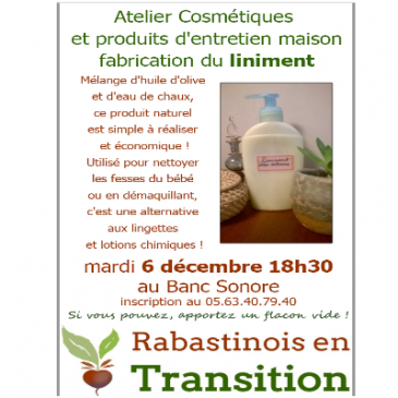 06/12/2016 – Atelier Cosmétiques – Fabrication du liniment